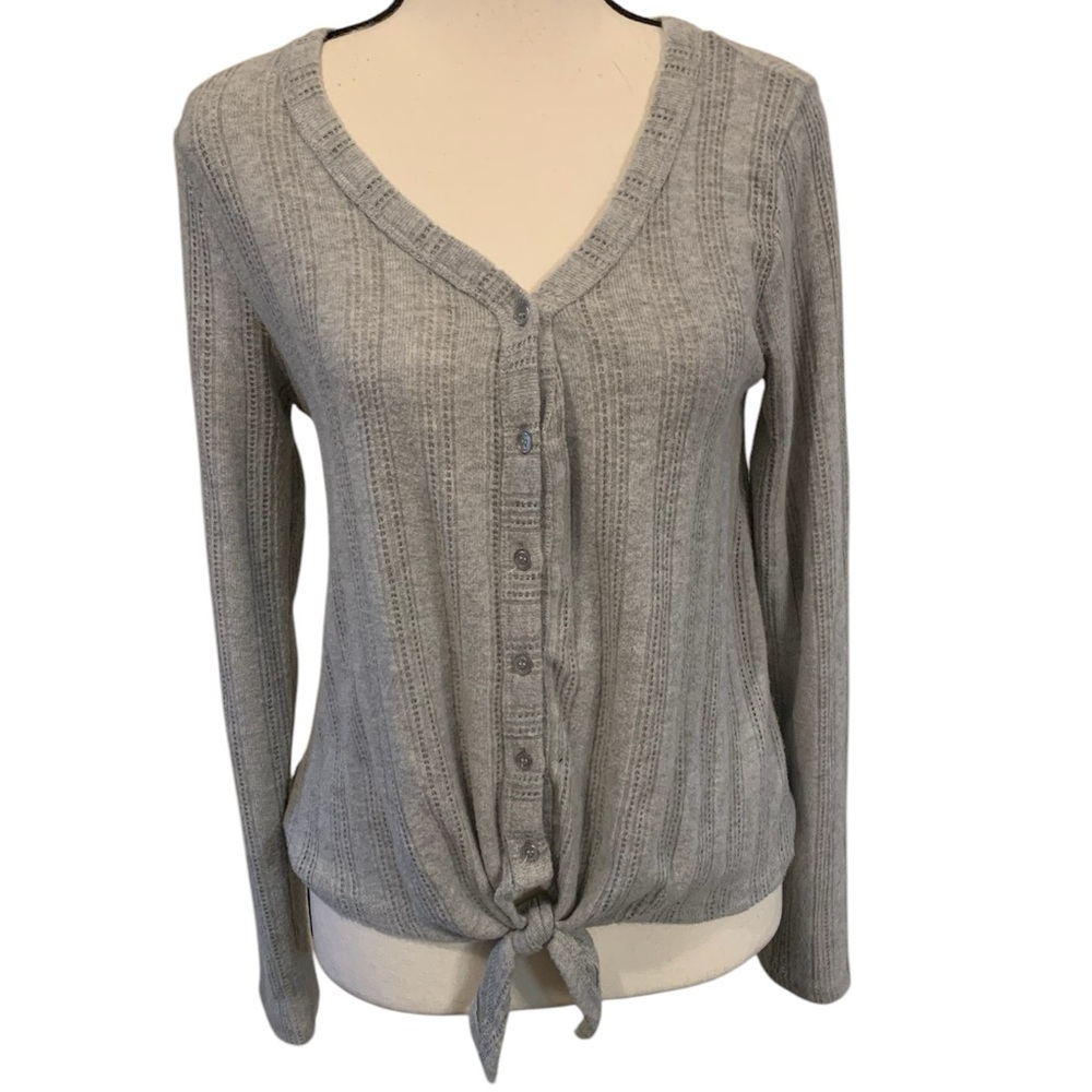 Hippie Rose | Gray Button-Up Knit Cardigan